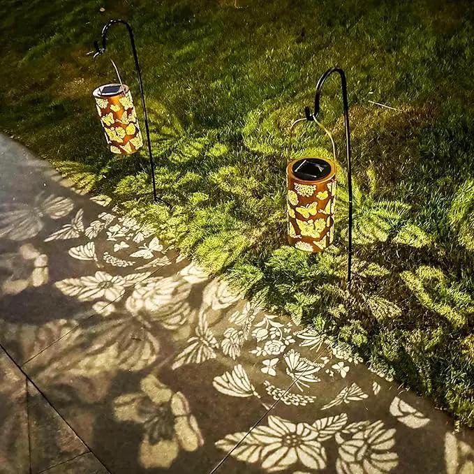 4 Pack Butterfly Solar Lanterns Outdoor Hanging Lantern Lights, Flower Pattern Waterproof LED Garden Decorative Light for Patio Yard Pathway Lawn Front Porch Tree by GreenHaven Gardens