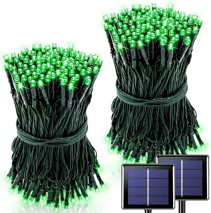 2 Pack Green Solar Lights Outdoor - Outdoor,Waterproof,8 Modes, Each 42.7 FT 100 LED Green String Lights for St Patrick's Day Tree Garden Patio Christmas Decorations by GreenHaven Gardens