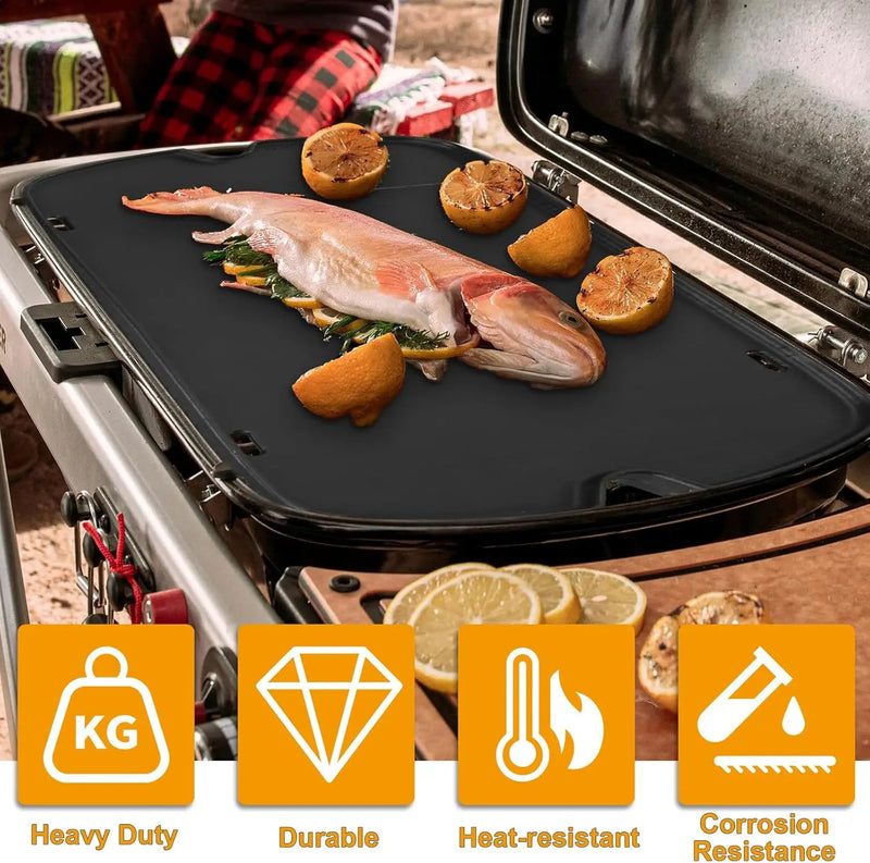 Cast Iron Grill Griddle for Weber 9010001 9011701 9013001 9020001 9030001 Traveler Portable Grill Accessories, Reversible Full Size Cooking Plate with Carry Bag by GreenHaven Gardens