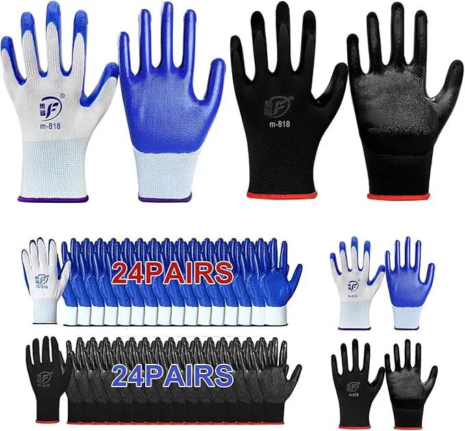 48 Pairs Garden Gloves for Women Men Breathable Rubber Coated Yard Safety Work Thorn Proof Work Gloves by GreenHaven Gardens