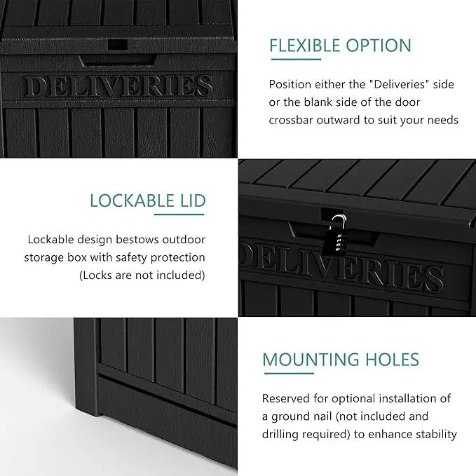 55 Gallon Outdoor Storage Box, Waterproof Resin Deck Box for Patio, Pool, and Garden, Lockable Bin for Cushions, Tools, and Accessories, UV-Resistant, Black by GreenHaven Gardens