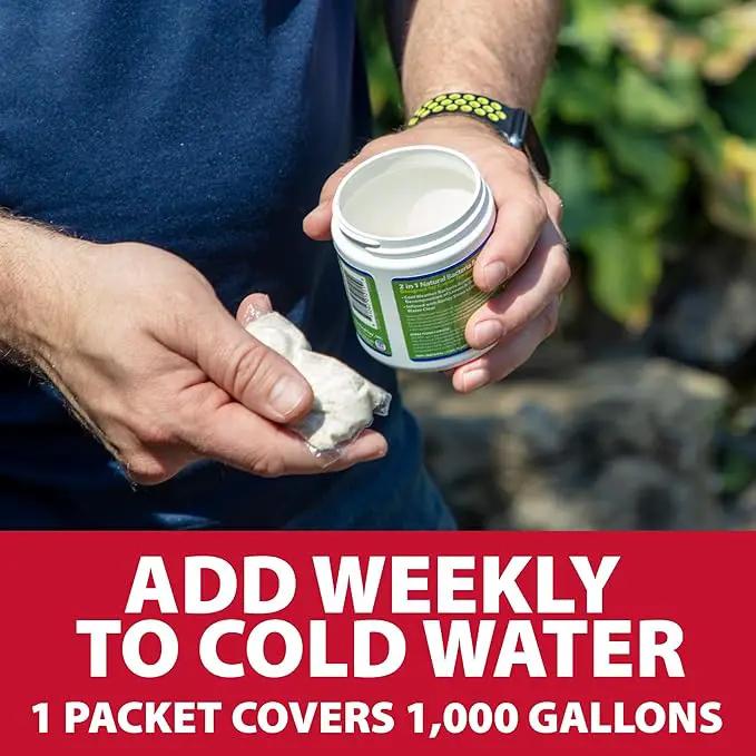 The Pond Guy Seasonal Defense, Spring & Fall Beneficial Bacteria, Barley & Enzymes, Cold Water Pond Sludge & Scum Treatment, Fish & Plant Safe, 6 Packets by GreenHaven Gardens