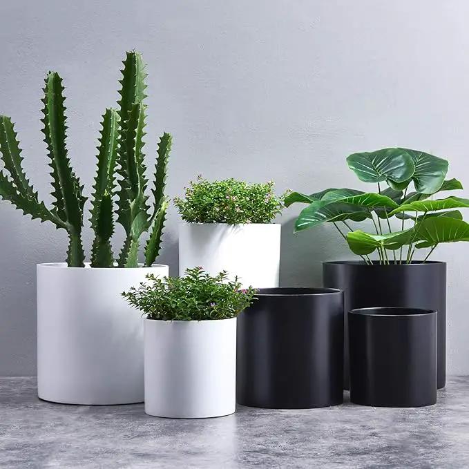 FaithLand Plant Pot 8 inch - Perfectly Fits Mid-Century Modern Plant Stand - Drainage Plug - Matte Black by GreenHaven Gardens