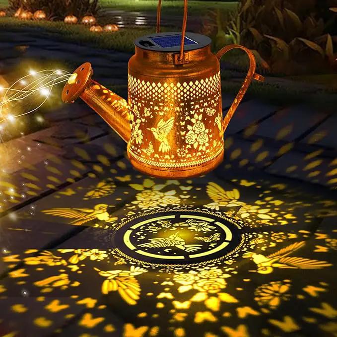 Solar Lanterns Outdoor Waterproof,Hummingbird Watering Can Garden Decor,Hanging Solar Path Lights Yard Art,Outside Patio Decorations Gardening Birthday Gifts for Mom Grandma Women with Shepherd Hook by GreenHaven Gardens