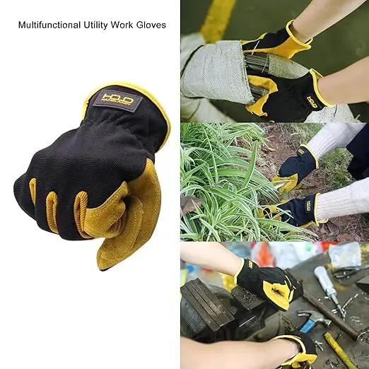 HLDD HANDLANDY 2 Pairs Leather Gardening Gloves for Men, Utility Work