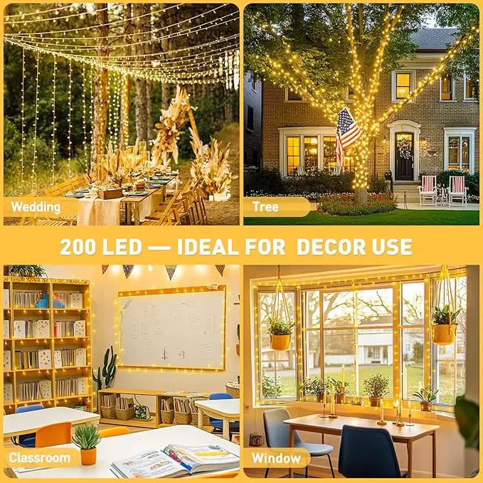 JMEXSUSS 200 LED String Lights Indoor Outdoor Clear Wire, Connectable Warm White Christmas String Lights for Bedroom, 66 Ft Twinkle Fairy String Lights Plug in for Home Wedding Tree Yard Patio Spring by GreenHaven Gardens