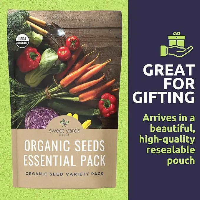 Organic Seeds Essential Variety Pack - 10 Individual Packs - 2025 Season - Summer Squash, Cherry Tomatoes, Arugula, Broccoli and More! for Indoor & Outdoor Planting (Non-GMO, Certified Organic) by GreenHaven Gardens