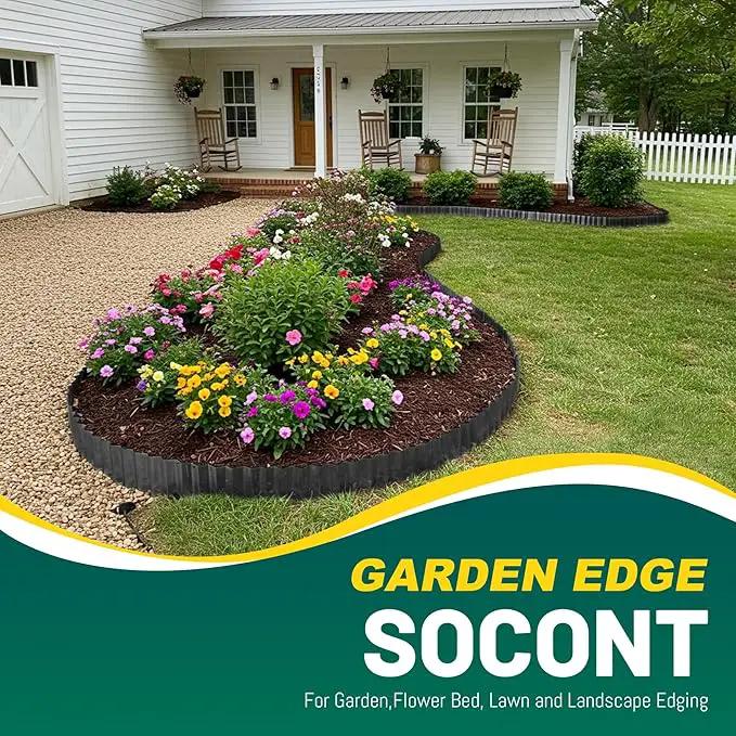 Corrugated Metal Garden Edging, 8"×20Ft Durable Landscape Border for Garden, Lawn, Flower Beds and Paver Edging (Black) by GreenHaven Gardens