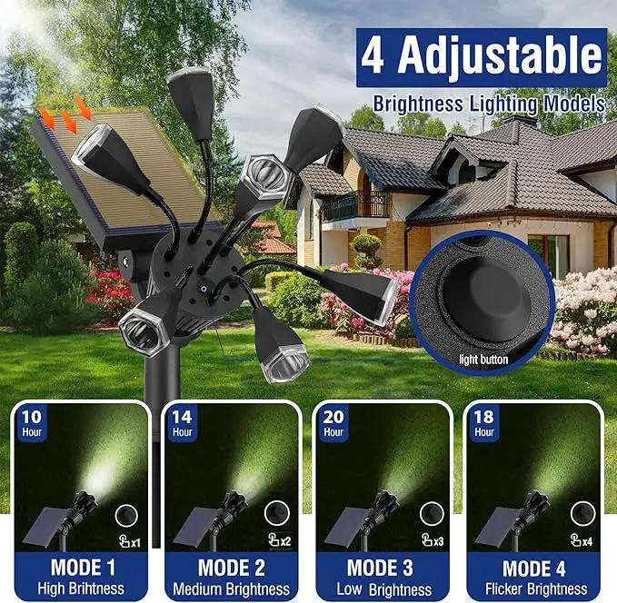 Solar Lights Outdoor Waterproof IP68, 360° Adjustable 4 Modes Solar Powered Spot Lights for Yard Garden Landscape, Bright Led Flood Lightings for Outside Wall Tree House Pathway (Cold White/4 Pack) by GreenHaven Gardens