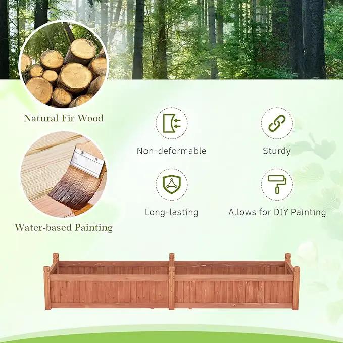 HAPPYGRILL Raised Garden Bed, Wood Elevated Flower Box with 8 Drain Holes, Liner, for Flowers, Vegetables, Herbs, Fruits, Outdoor Planter Box for Backyard, Garden, Lawn, 89" x 23.5" x 16" by GreenHaven Gardens