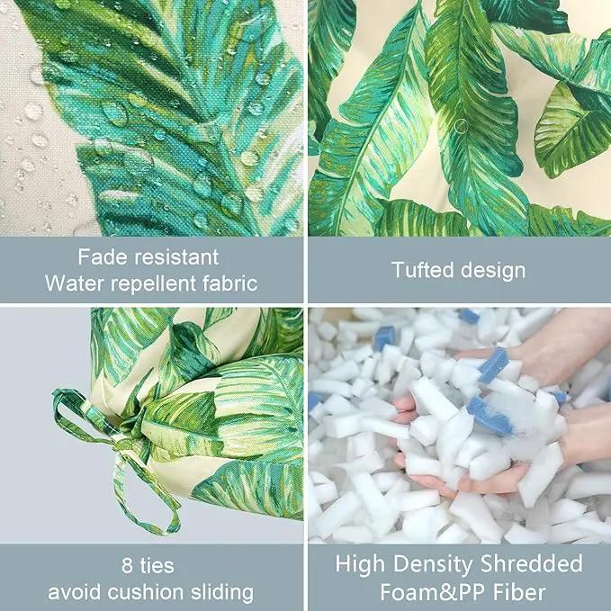 LVTXIII Outdoor Adirondack Chair Cushions, L44” x W22” x H4 Patio Tufted High Back Cushions, Seasonal Replacement Rocking Chair Cushion for Home Garden Furnitue, Set of 2, Swaying Palms Capri by GreenHaven Gardens