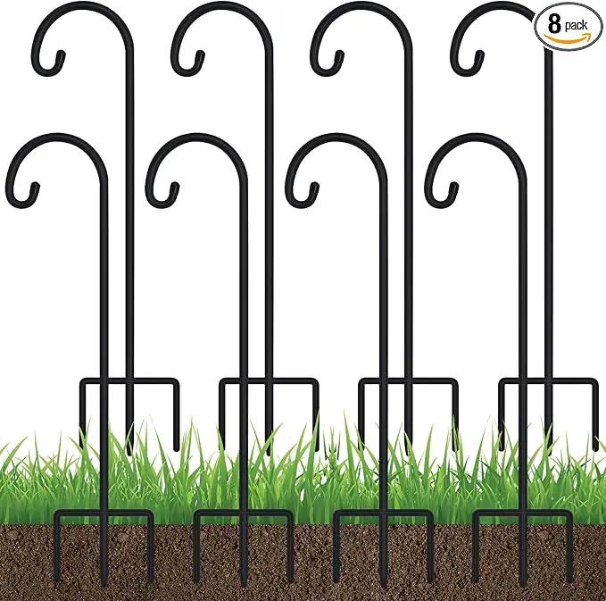 FEED GARDEN Adjustable 32 Inch Small Shepherd Hooks for Outdoor, Garden Hooks for Lanterns, Shepard Hooks for Hanging Plants, Bird Feeders, Solar Lights, Mason Jars, Weddings Decor,8 Pack by GreenHaven Gardens