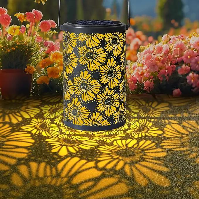 Solar-Powered Iron Art Lantern - Two Lighting Modes Waterproof Hanging Ambiance Lighting for Gardens & Patios, Perfect as Decorative Gift Housewarming Gift Mom Gifts (Flower) by GreenHaven Gardens