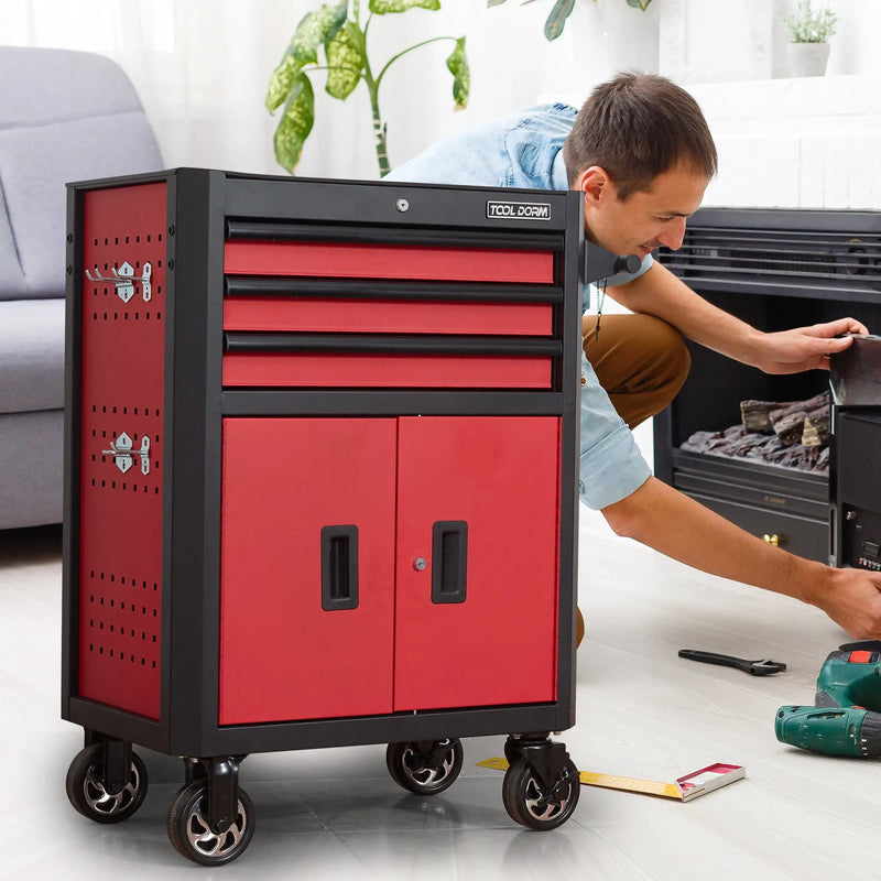 28 Inch 3-Drawer Rolling Tool Chest with Wheels by HouseOfZazla