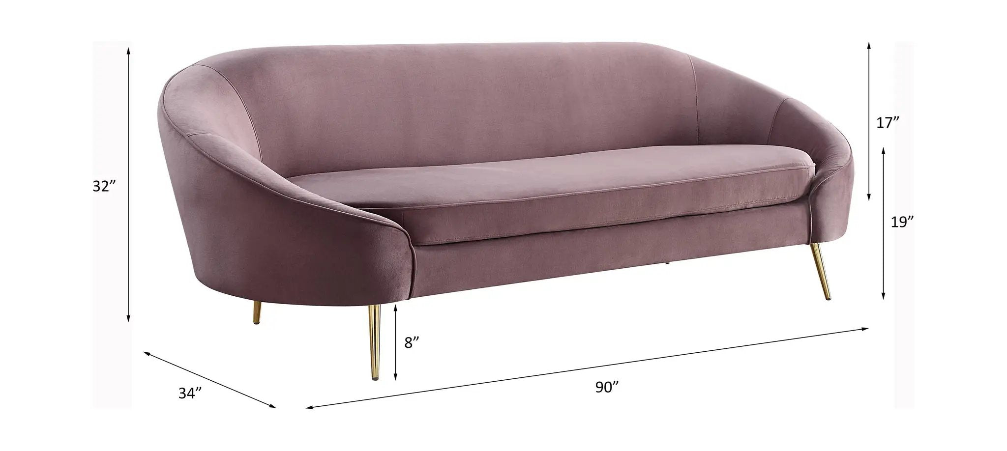 Abey - Sofa - Pink Velvet by Unique Piece Furniture