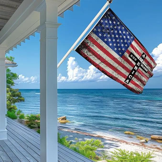 God Bless America Flag 3x5 ft, Double Sided Patriotic Usa Military Flag with Jesus and Cross for Outdoor House Yard Decorations, Patriotic Flag, Christian Gifts by GreenHaven Gardens