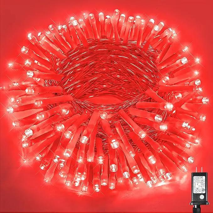 200 LED Red Christmas String Lights, 66ft Clear Wire 8 Modes, Connectable Waterproof Plug-in Twinkle Fairy Lights for Tree Bedroom Indoor Outdoor Christmas Decorations by GreenHaven Gardens
