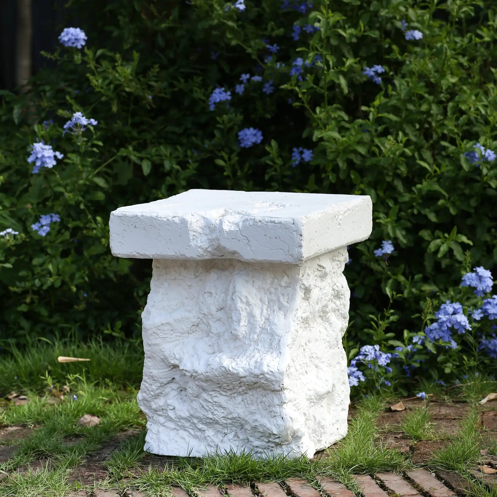 Talia Outdoor Patio Modern Artistry MGO Side Table, White by HouseOfZazla