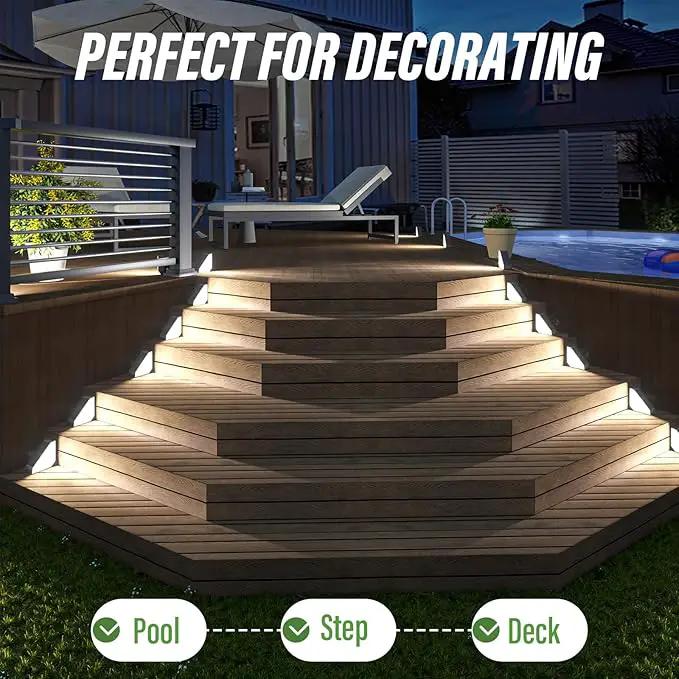JSOT Solar Step Stair Lights Outdoor Waterproof for Yard Lighting Decor, 14 Pack Solar Powered Deck Fence Lights Outside, Solar Garden Lights for Backyard, Front Porch Step, Balcony, Wall, Patio by GreenHaven Gardens