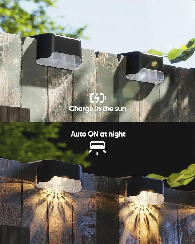 JACKYLED Solar Deck Lights 16 Pack Solar Fence Light Solar Powered Outdoor Step Light IP65 Waterproof LED Solar Pathway Light for Deck Fence Railing Garden Patio StairYard, Black by GreenHaven Gardens