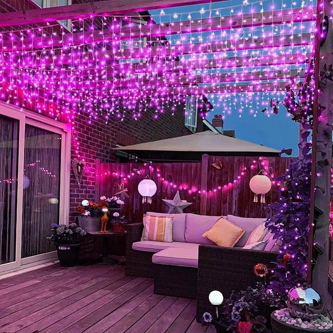 Christmas Icicle Lights Outdoor, 66Ft 640 LED Icicle Lights for Outside with 8 Modes Timers, Waterproof Plug in Twinkle String Light for House Yard Eave Patio Party Holiday Decorations, Pink by GreenHaven Gardens