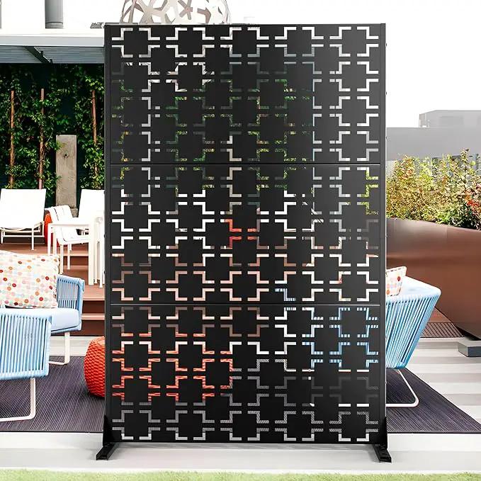 Outdoor Privacy Screen,72" H×47" W Metal Privacy Screen, Freestanding Privacy Fence Panels for Patio by GreenHaven Gardens