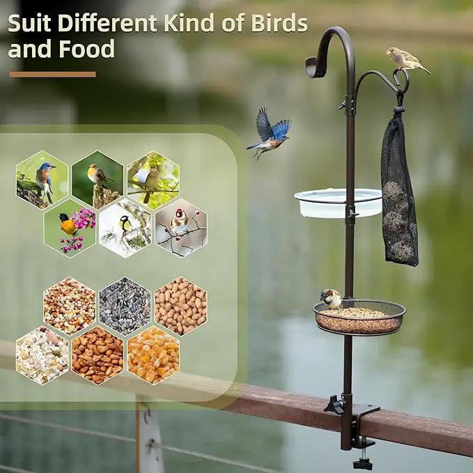 ERYTLLY Deck Hook Bird Feeder Pole Bird Feeder Porch Multi Hook Bird Feeding Station Kit Multi Feeder Hanging Kit Premium Bird Bath for Attracting Wild Birds Bird Feeder Planter Hanger by GreenHaven Gardens