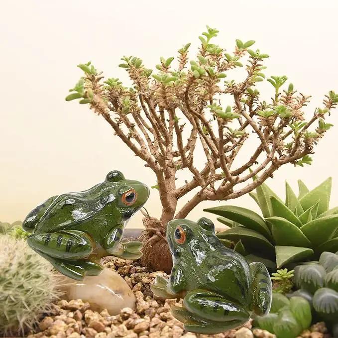 Miniature Frog Figurine, Fish Tank Decoration for Miniature Fairy Garden and Terrarium Statue(4 pcs) by GreenHaven Gardens