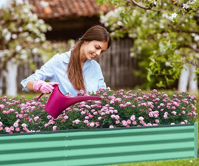 Domi Galvanized Raised Garden Bed, Outdoor Planter Garden Boxes Large Metal Planter Box for Gardening Vegetables Fruits Flowers, Green (6x3x1ft) by GreenHaven Gardens