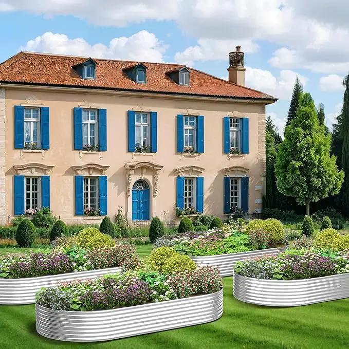 4 Pack Galvanized Raised Garden Bed Outdoor,Metal Garden Bed for Vegetables,Steel Raised Beds for Gardening,Above Ground Garden Box for Flower-35x20inch by GreenHaven Gardens