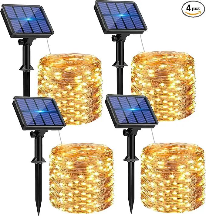 4 Pack Solar String Lights Outdoor - 320LED 132FT Solar Fairy Lights Waterproof 8 Modes, Copper Wire Solar Powered Twinkle Lights for Outside Tree Garden Christmas Wedding Party Decor (Warm White) by GreenHaven Gardens