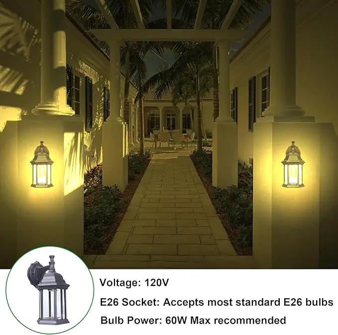 LIT-PaTH Outdoor Wall Lantern, Wall Sconce as Porch Lighting Fixture, E26 Medium Base Max 60W, Aluminum Housing Plus Glass, Matte Black Finish, 1-Pack by GreenHaven Gardens