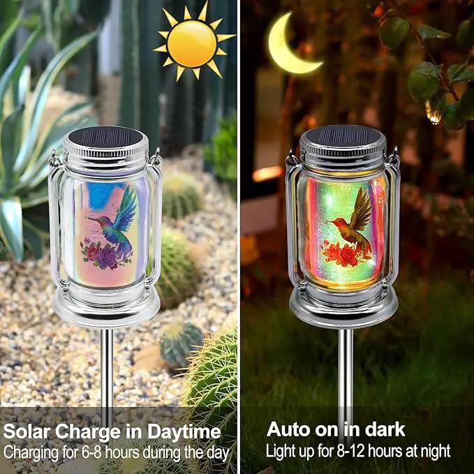 Hummingbird Solar Lanterns Outdoor Waterproof Hanging,2 Pack Outdoor Solar Lanterns,Gifts for Mom Women Men Decorative LED Lanterns for Yard, Patio, Lawn, Tabletop, Pathway, Landscape, Garden by GreenHaven Gardens