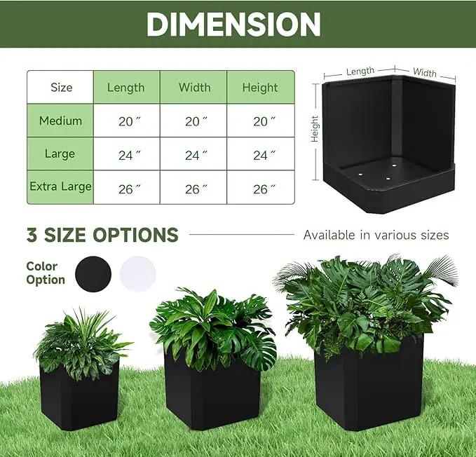 Steel Planter Box-20"x20"x20"-Large Square Planter Box-Outdoor Indoor-Cube Steel Planter Heavy Duty Black Metal Planter Flower Pot Commercial Residential for Home Garden Porch Hotel Patio by GreenHaven Gardens
