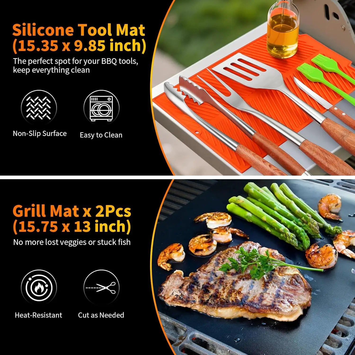16 Inch Grilling Accessories Set, Heavy Duty Stainless Steel BBQ Accessories Tools and Grill Accessories for Outdoor Grill with Spatula, Fork, & Tongs - Grilling Gifts for Men Women Father by GreenHaven Gardens