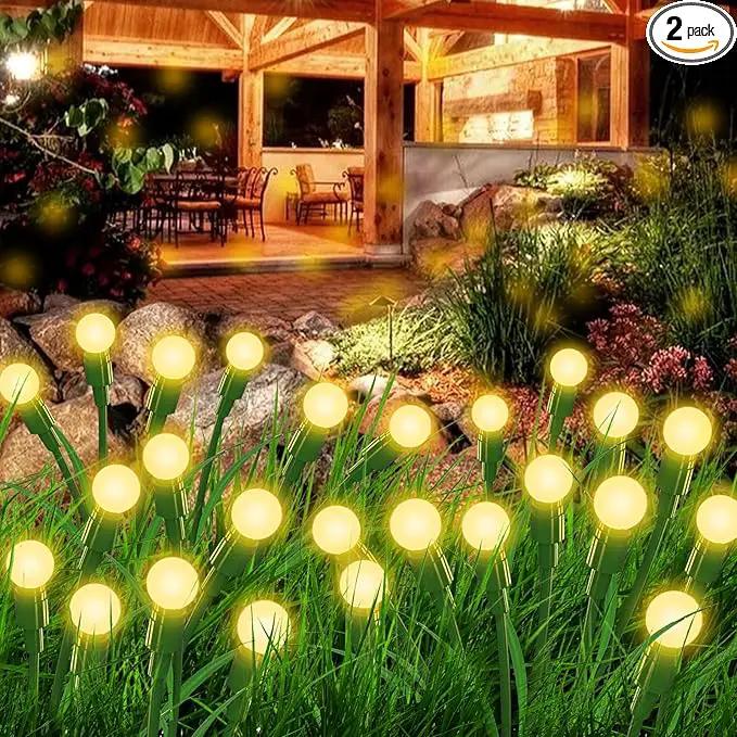 Aogist Solar Garden Lights Outdoor Waterproof,6 Packs 60 LED,Sway by Wind, Yard Patio Pathway Decoration, High Flexibility Iron Wire & Heavy Bulb Base,Warm White by GreenHaven Gardens