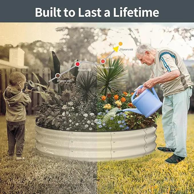 Kesfitt Raised Garden Bed Kit,Outdoor Galvanized Planter Raised Boxes with Safety Edging and Gloves,Large Metal Raised Garden Beds for Gardening Vegetables,Fruits,Flower(4x4x1FT) by GreenHaven Gardens