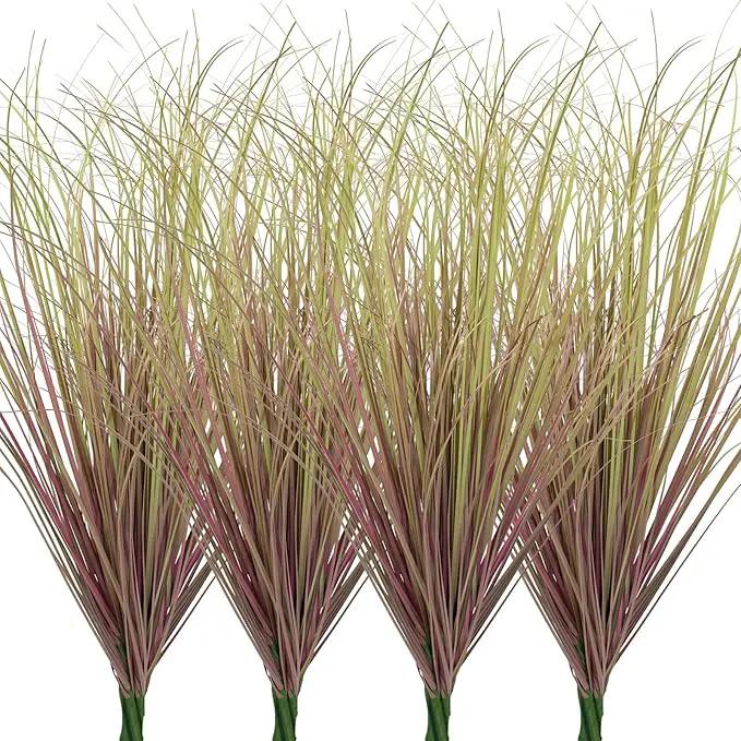 12Pcs Artificial Grass Plants, Faux Shrubs Wheat Grass, Artificial Tall Grass Fake Plants for Outdoor Decor,Artificial Greenery Stems Weed for Room Indoor Home Decor（Light Purple） by GreenHaven Gardens