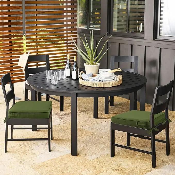 Outdoor Square Corner Seat Cushion, 19"x19"x3", Set of 4, Non Slip Seat Cushion Pads with Removable Cover for Patio Furniture, Garden Yard Lawn, Deep Forest Green by GreenHaven Gardens