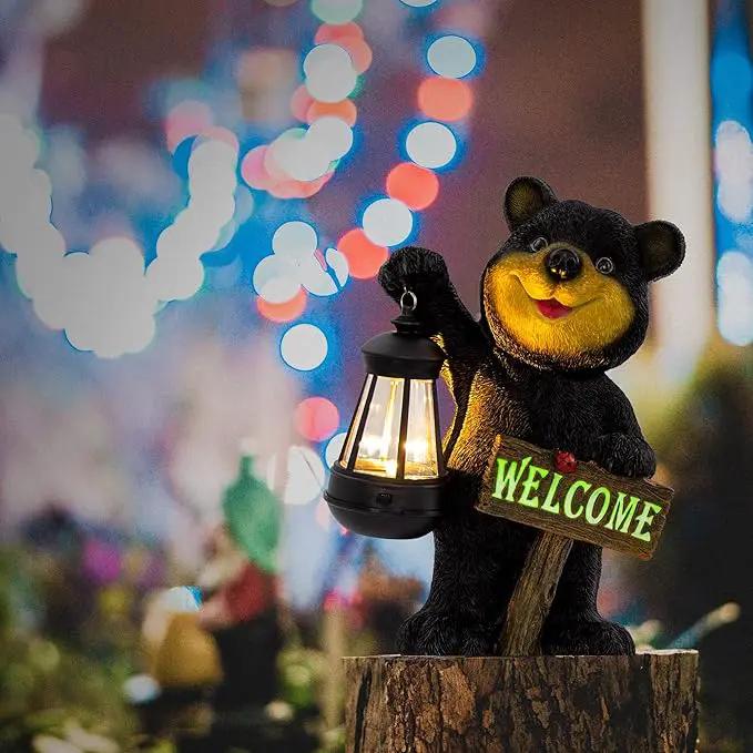 Juegoal Garden Bear Statue with Solar LED Lantern, Luminous Welcome Sign, Gifts for Mom Yard Art, Whimsical Figurine Large Sculpture Lighted Outdoor Mother's Day Spring Decorations for Lawn, Porch by GreenHaven Gardens