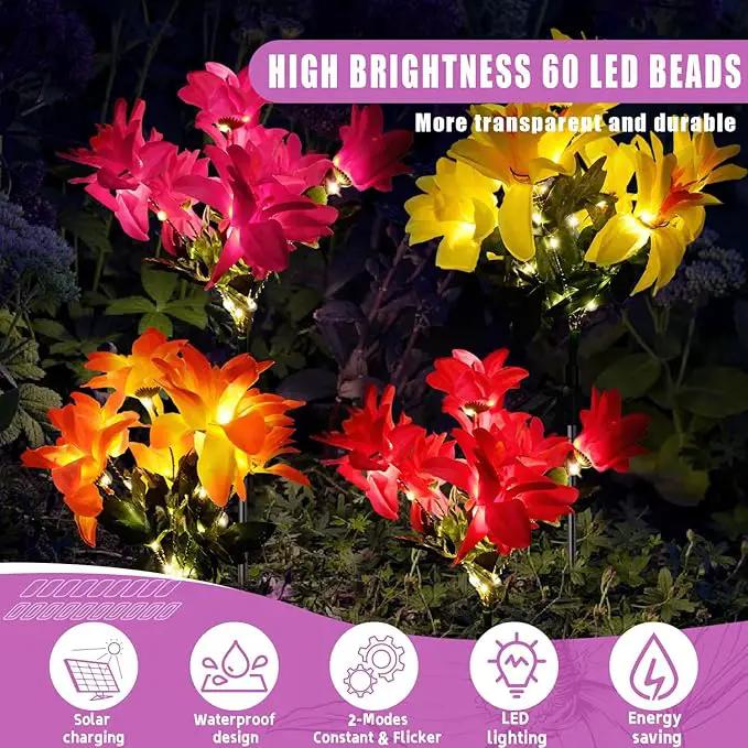 4 Pack Outdoor Solar Garden Decor Lights, Waterproof Solar Powered Hydrangea Lotus Flower Lights Bright Up to 12 Hrs,Led Flowers for Yard Patio Lawn Decorative (Solar Flowers Style 5) by GreenHaven Gardens