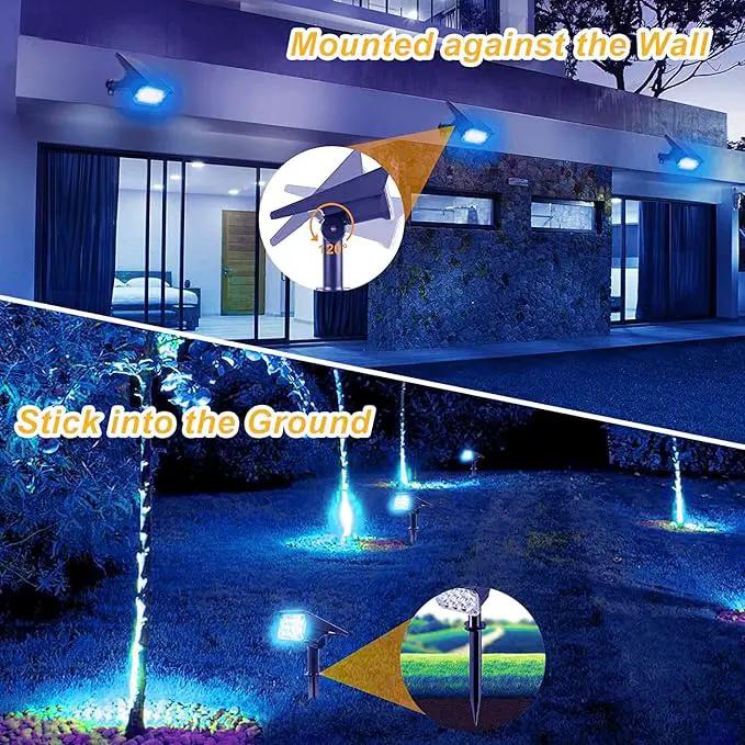 2W Solar Spotlights,T-SUNUS IP65 Waterproof Outdoor Solar Lights Landscape Lighting Wall Light Auto On/ Off with 2 Green Dual Spot Headlamp for Tree,Patio, Yard, Garden by GreenHaven Gardens