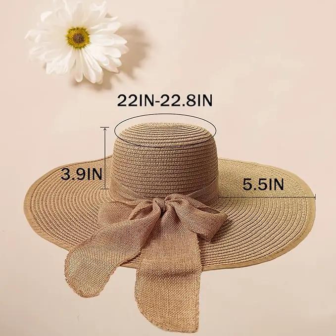 Floppy Big Beach Straw Hats for Women Foldable Summer Wide Brim Packable Sun Hat Womens Travel Straw Fedora Hat by GreenHaven Gardens