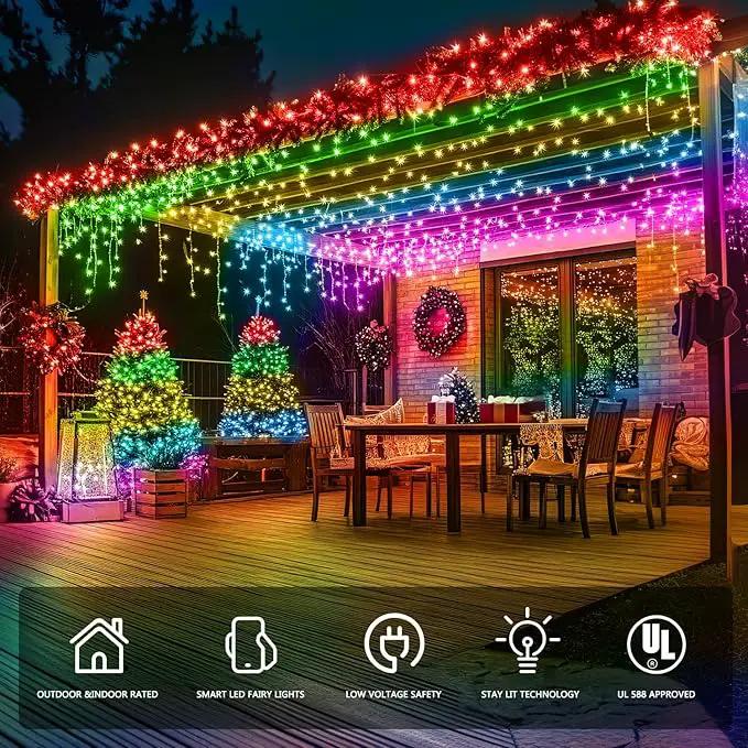 JMEXSUSS 200 LED RGB String Light Outdoor Indoor, Christmas Lights Outdoor Clear Wire Christmas Lights Plug in for Bedroom Tree Room Party Birthday Decorations by GreenHaven Gardens