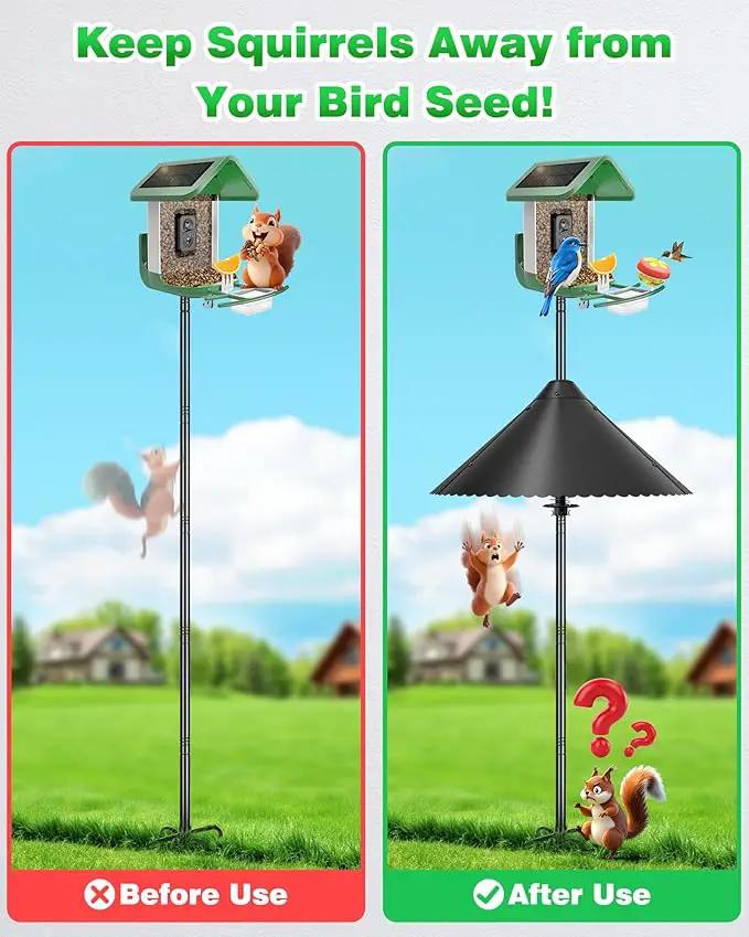 Metal Squirrel Baffle - Heavy Duty Squirrel Baffle for Bird Feeder Pole - Chew Proof Squirres Guard with Spring for Better Defense, Outside Pole Mount for Bird Feeder, 19 Inch by GreenHaven Gardens