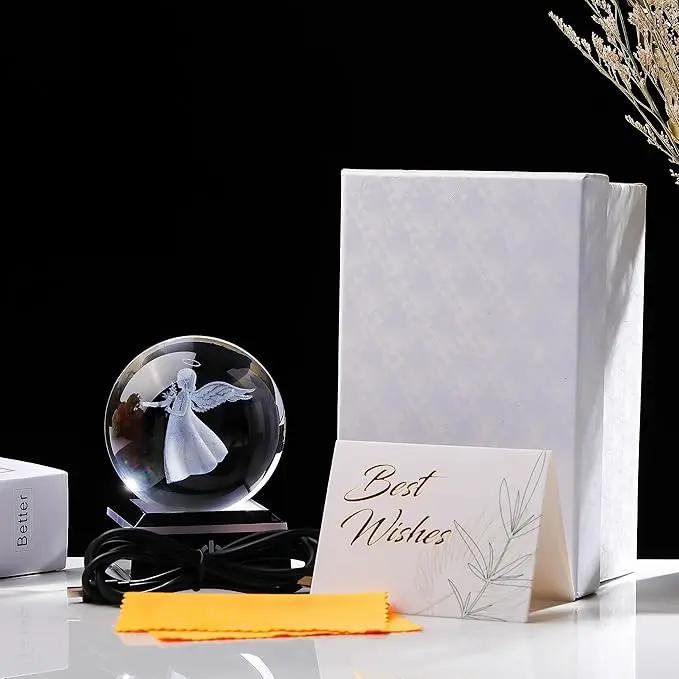 Qianwei 3D Crystal Guardian Angel Figurines - Angel Statue Stuff, Paperweight, Sympathy & Birthday Gifts for Christian & Best Friend Keepsake by GreenHaven Gardens