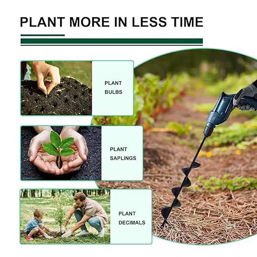 4 Pack Garden Ground Earth Spiral Drill Bit for 3/8" Hex Drive Drill, Auger Drill Bits for Bulbs Planting, Hole Digger Flowers,Bedding Digging Plant Rapid Planter Tool by GreenHaven Gardens