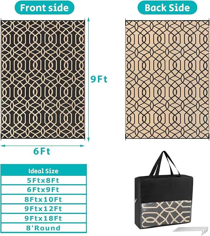 HEBE Outdoor Rug Waterproof 6x9, Reversible Plastic Straw Rug RV Camping Rug, Indoor Outdoor Patio Mat Clearance, Outside Carpet for Porch,Deck,Camper,Balcony,Backyard,Picnic by GreenHaven Gardens