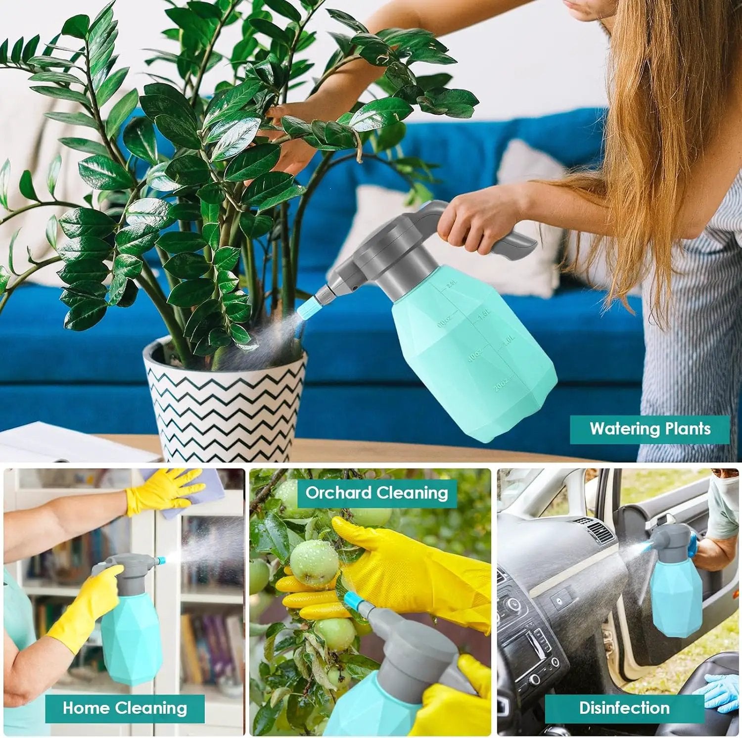 0.5 Gallon Electric Spray Bottle Plant Mister for Indoor/Outdoor Plants, 2L Automatic Watering Can Rechargeable Battery Powered Sprayer with Adjustable Spout for Garden, Fertilizing, Cleaning by GreenHaven Gardens