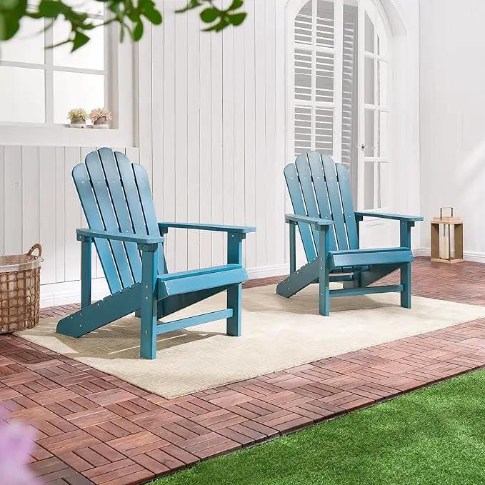 Psilvam Classic Adirondack Chair, Standard-Sized Poly Lumber Fire Pit Chair, 350Lbs Support Weather Resistant Patio Chairs for Garden, Party, Beach(Blue) by GreenHaven Gardens